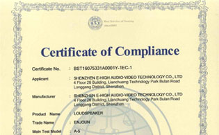 恭喜英嘉尼A-5、A-6等A系列音箱通過CE認證