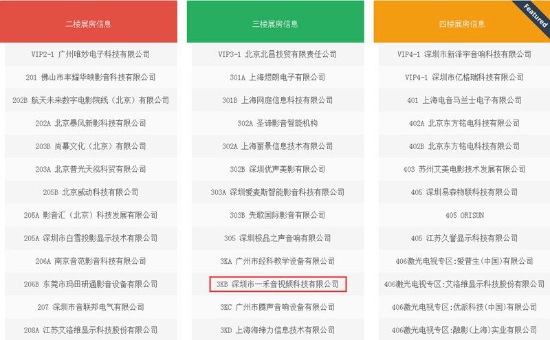 CIT2018中國(guó)影音集成科技展參展商